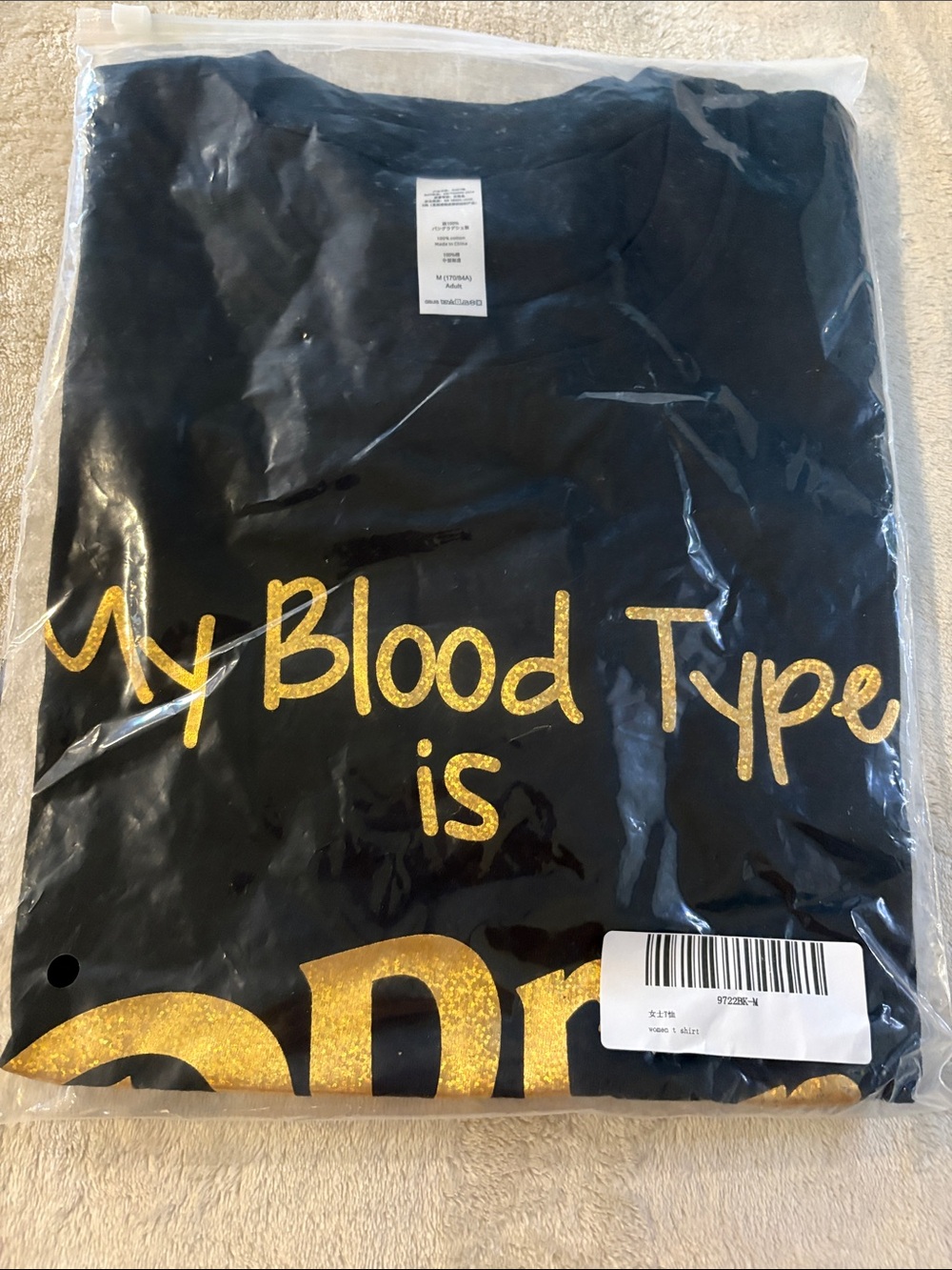 Pangaia Black Tee with Gold Logo Accent
